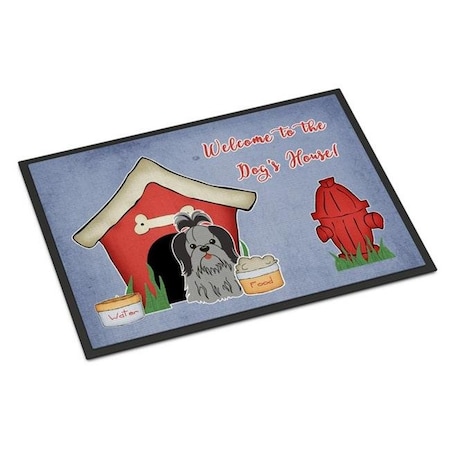 Carolines Treasures Carolines Treasures BB2843MAT Dog House Collection Shih Tzu Black Silver Indoor or Outdoor Mat; 18 x 0.25 x 27 in. BB2843MAT